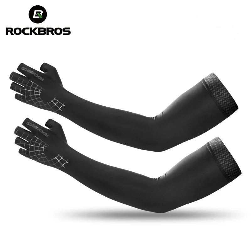 For ROCKBROS Unisex Sports Cycling Arm Sleeves Long UV Sun Protection Sweat-Shielding Shirts Tops for Men Women 2pcs Set