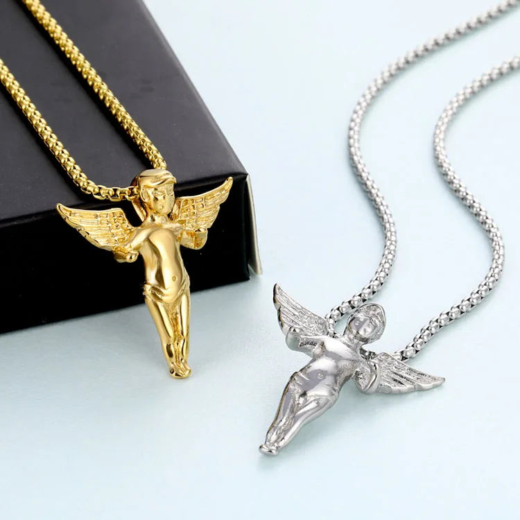 Factory Custom Wholesale 316L Stainless Steel Silver Gold Jewelry Baby Angel Pendant