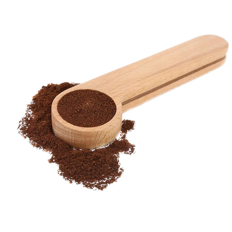 Hot Sale 2026 Eco-Friendly Wooden Tea Spoon with Clip Scooping Coffee Bean Customize Private Logo Nature Country Design