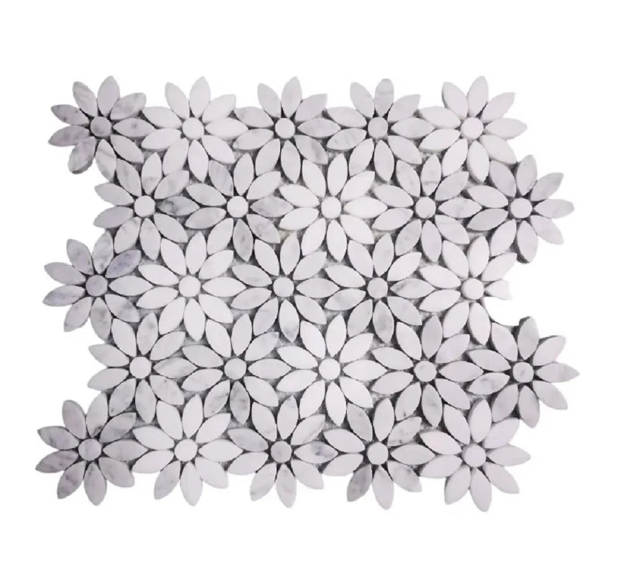 Competitive Price White Marble Mosaic Parquet Modern Interior Wall Hotel Use Mixed Beige and Black with Backside Glue