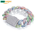 Dropshipping Glow in the Dark 18mm Enamel Plated 925 Sterling Silver VVS Moissanite Iced Out Cuban Link Bracelet for Men MegaBDM