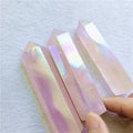 Wholesale Angel Aura Natural Electroplating Crystal Tower Rose Quartz Point Tower for Decoration