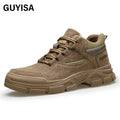GUYISA Men's Safety Boots European Standard Steel Toe Suede Upper with Rubber and Mesh Insoles Smash-Proof for Construction