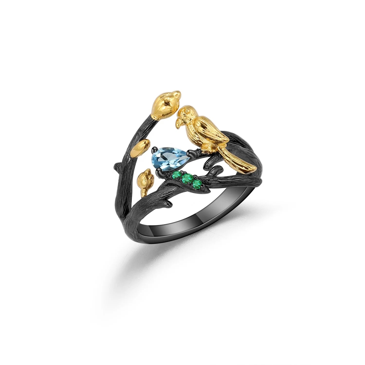 Abiding Natural Swiss Blue Ring New Real 925 Sterling Silver Adjustable Gemstone Ring Women