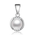 POLIVA Simple Design 925 Sterling Silver Pendants Rhodium Plated Freshwater Mother of Pearl Pendant