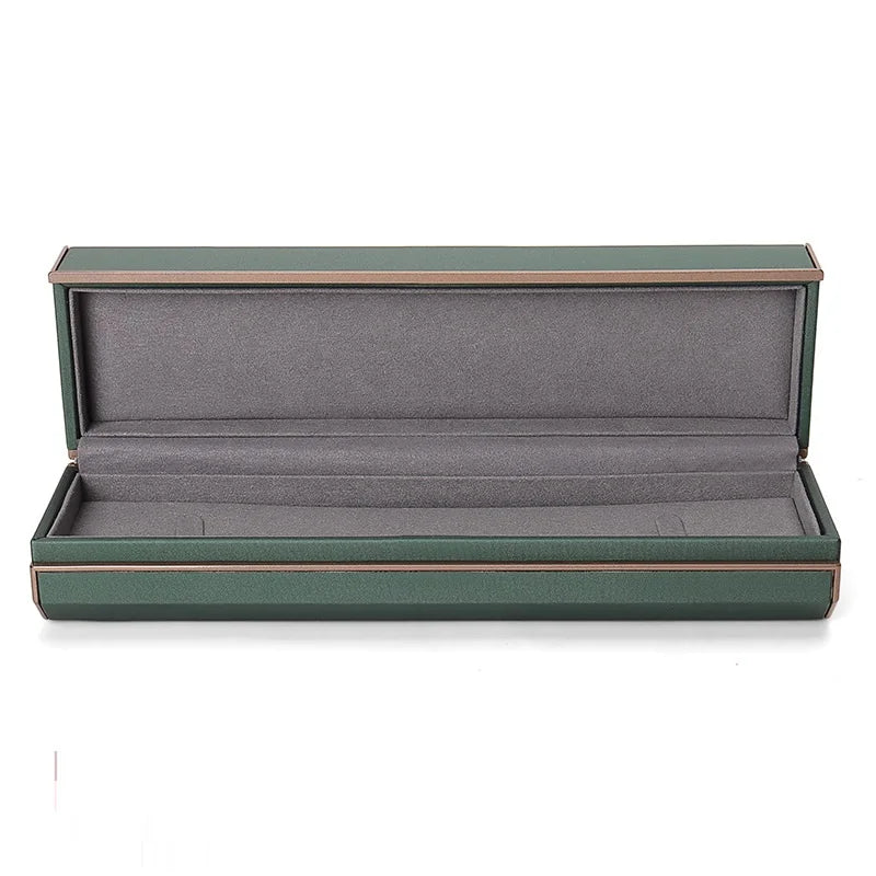 Custom Boxes with logo Packaging for Shipping Long Chain Box Pu Leather Gold Color Jewelry Long Chain Box