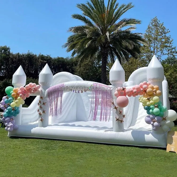 Pvc Commercial Grade Adults Wedding Inflatable White Bounce House with Slide Giant Jumping Castle