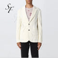 Custom Spring Autumn Beige Plus Size Relaxed Fit Double Breasted Personality commuter Cotton and Linen Men's Suit