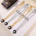 2024 Tarnish Free Jewelry Oil Drip Black Heart Hollow Pendant Necklace Stainless Steel Love Lock Necklace for Women Jewlery