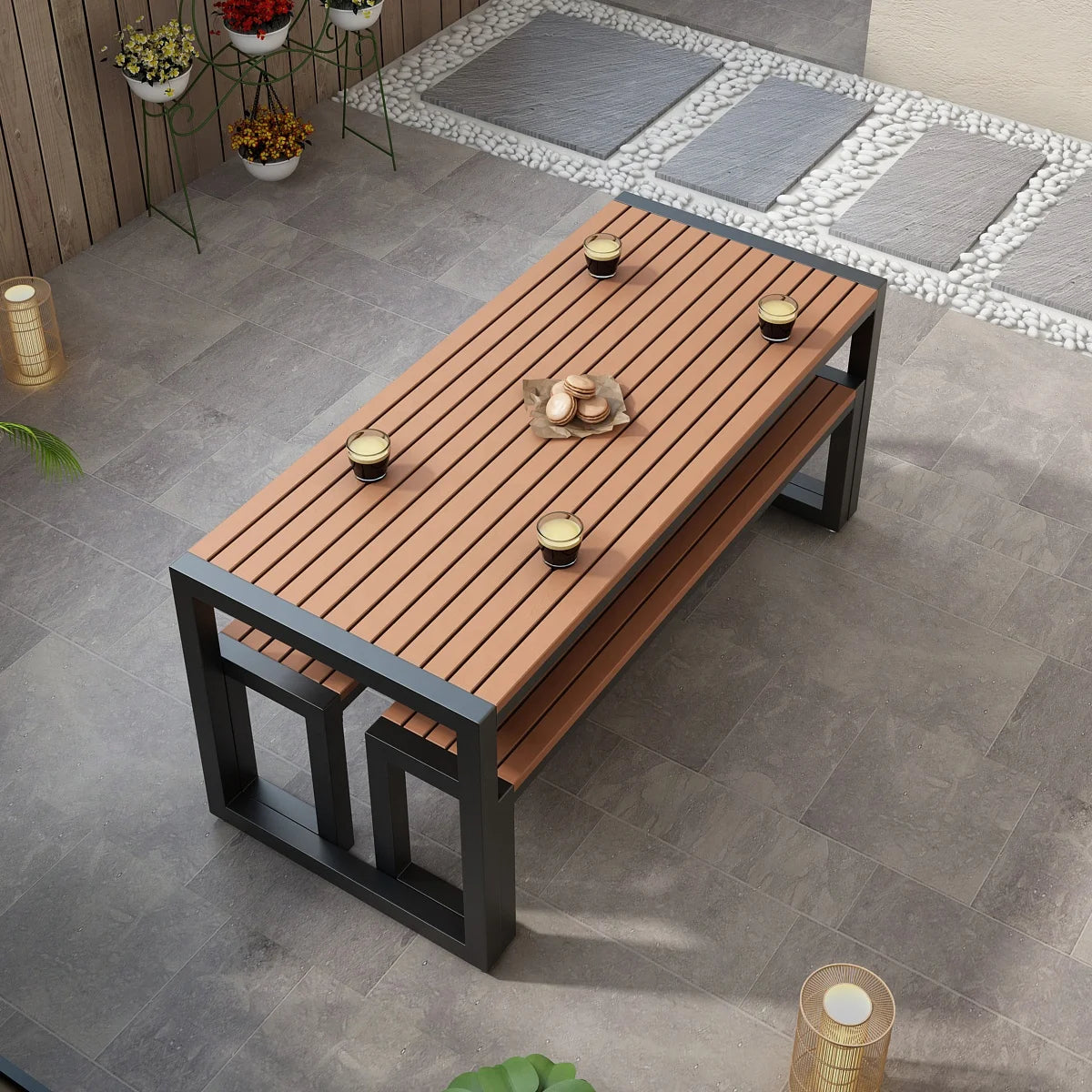 Modern Iron Outdoor Waterproof & Sunproof Table Garden Table Set Courtyard Furniture Park Waiting Antiseptic Table MegaBDM