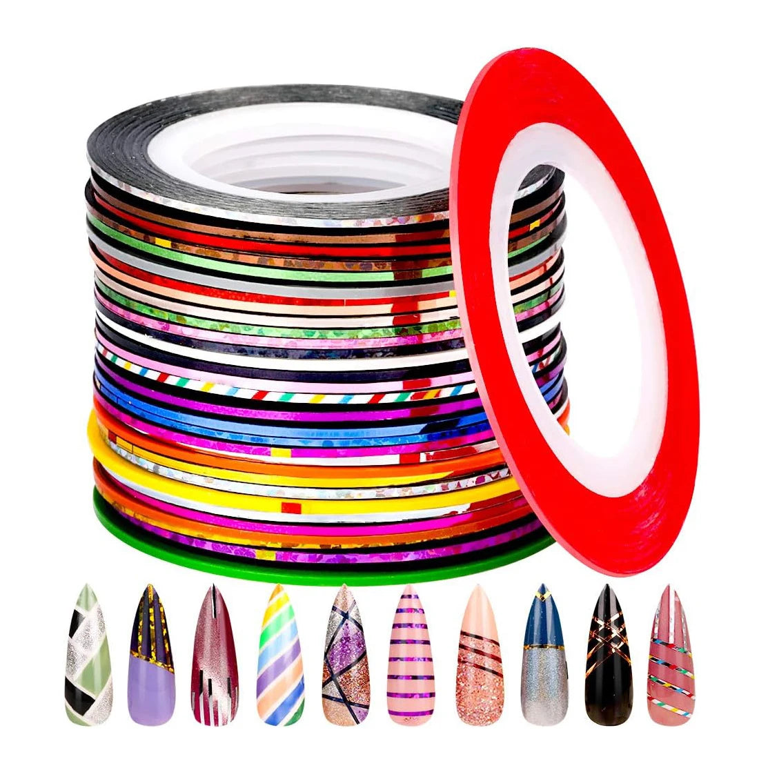 Nail Supplies 32 Colors Striping Tapes DIY Nail Charms Colorful Line Tape Sticker