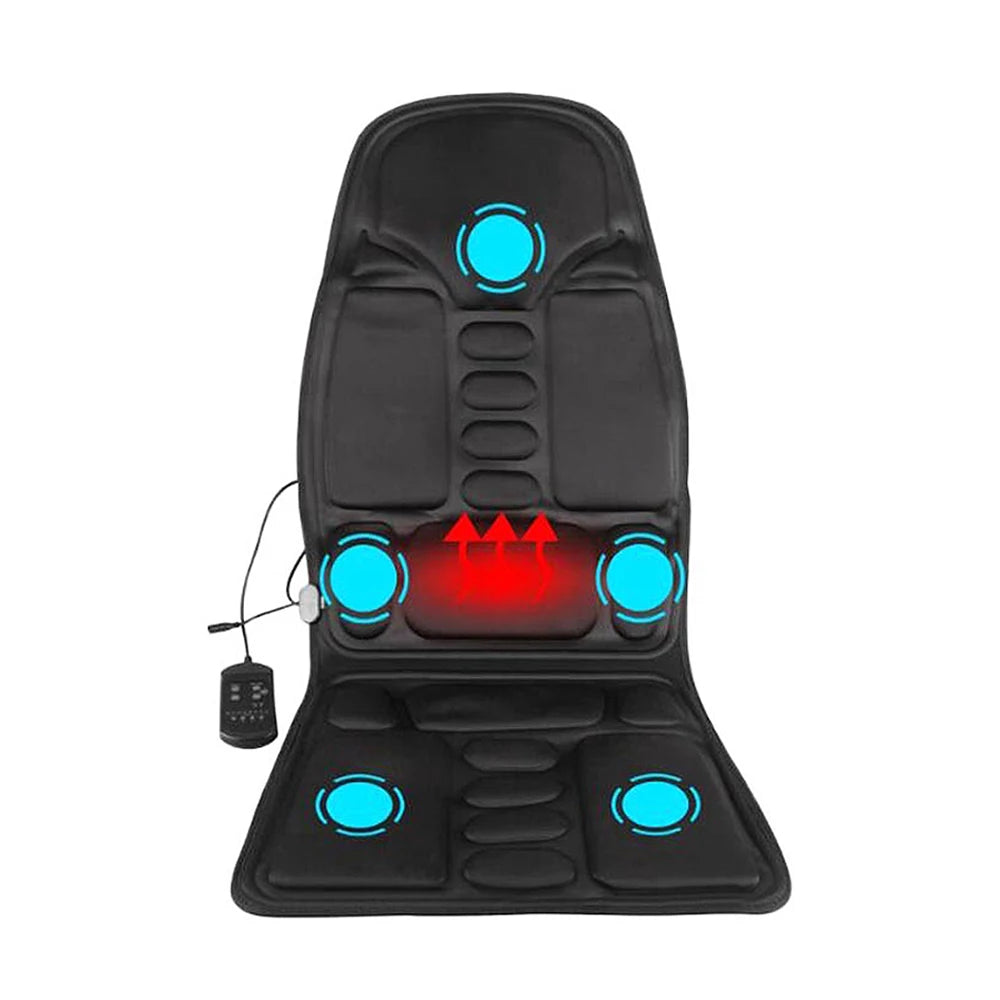 Portable Massager Chair Electric Heated Vibrating Seat Back Neck Massager Mat for Car Home Office Cushion Mattress Pain Relief