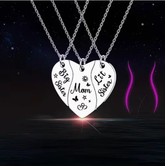 Stainless Steel Heart Shaped Mother and Daughter Necklace Mother'S Day Gift with "Big Sister" and "Little Sister" N2012103