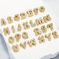 CZ8709 18k Gold Plated Small Retro Bubble CZ Micro Pave Alphabet Initial Letter Charm Bead Pendant