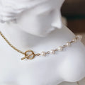 Handmade 2020 Natural Freshwater Pearl Cuff Bracelet and Necklace Set Stainless Steel Chain Stylish Trendy for Anniversary
