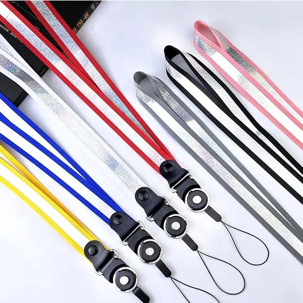 Factory Price Reflective Phone Straps Luxury Lanyard ID Badge Holders Phone Neck Straps with Keyring Holder Keychain