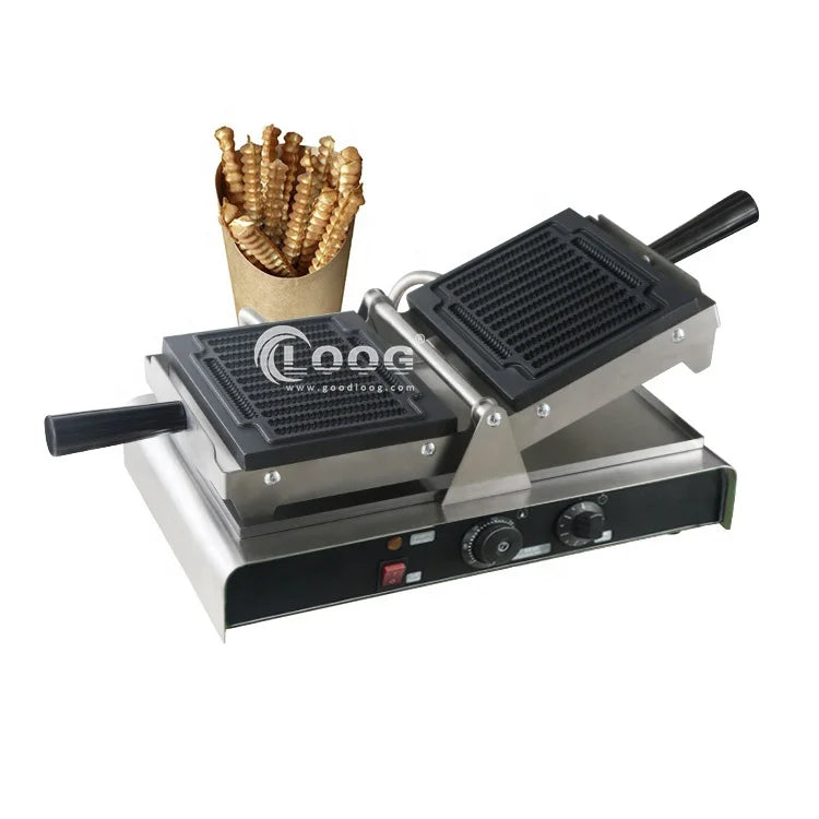 Factory Commercial Stainless Steel Waffle Stick Fries Machine New 220v for Wholesale Snack Equipment Waffle Fries Maker