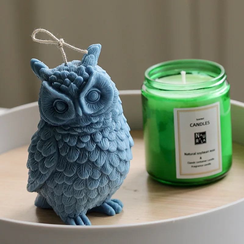 Figurines Novelty Decor Bird Decor Gifts Animal Statue Silicone Mold Sculpture Owl Candle Molds