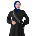 2024 Eid Ramadan Modest Polyester Robe for Women Turkish Style Dubai Kaftan Evening Dress with Tassel Rhinestone for Ramadan Eid