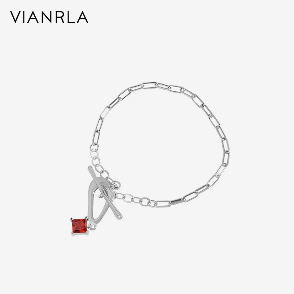VIANRLA 925 Bracelet Silver Jewelry OT Lock Zircon Drop Shape for Girl Daily Bracelets Drop Shipping Free Laser Logo