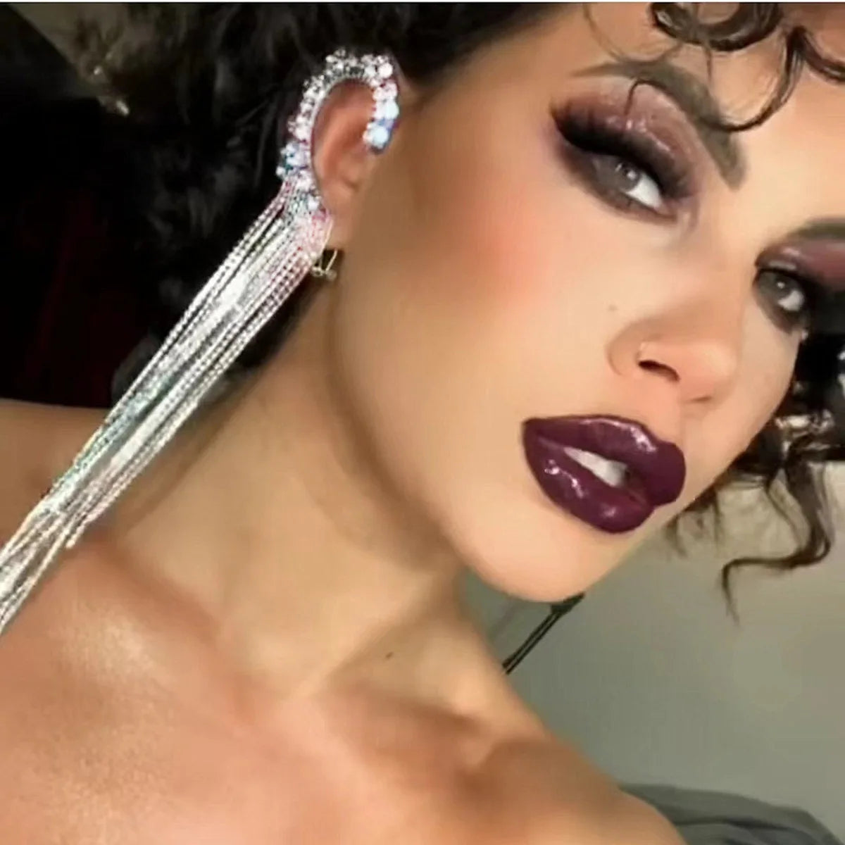 Wholesale Jewelry Earrings 3 Colors Multicolored Rhinestone Drop Earrings Fashion Heart Long Tassel Earrings Women Jewelry