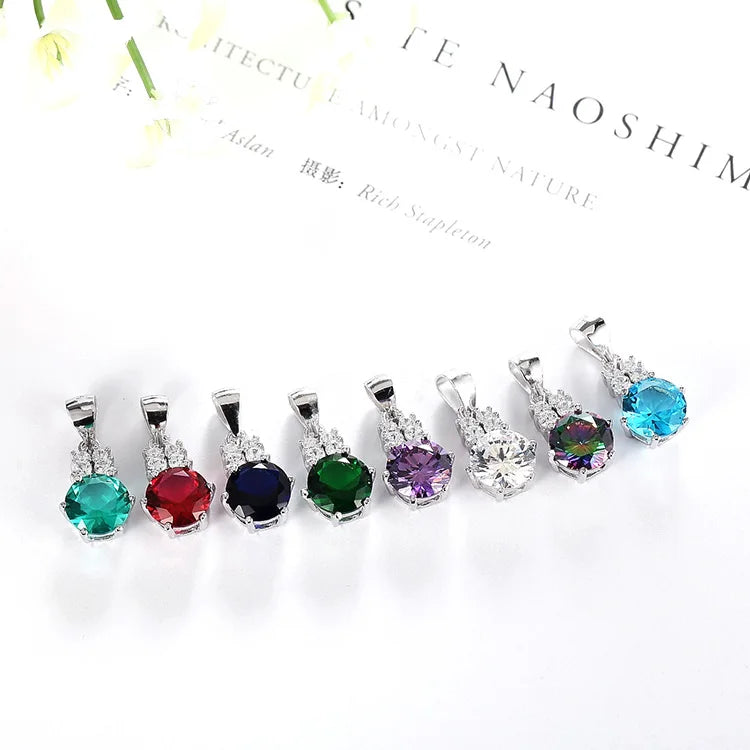 Women's Custom Made 925 Sterling Silver Rhodium & Gold Plated Pendant 3A Cubic Zirconia Natural Gemstone for Engagement