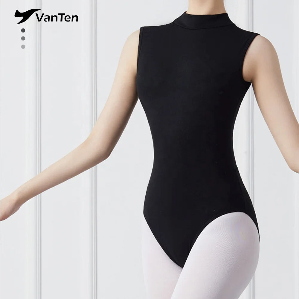 OEM Custom Made One Piece Mesh Open Back Stand Collar Gymnastics Leotards Ballet Basic Gymnastics Leotard Training