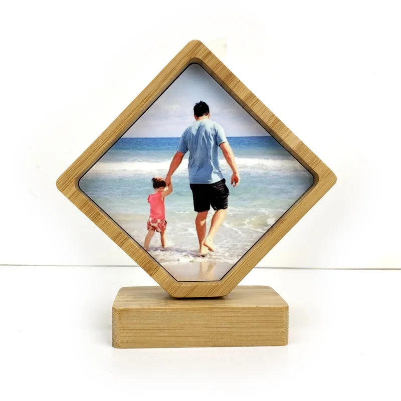 Sublimation Photo Panel With Baboo Frame Custom Picture for Gift Father's Day