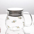 Customized 15oz Microware Oven Stainless Steel Strainer Glass Teapot Wholesale With Handle