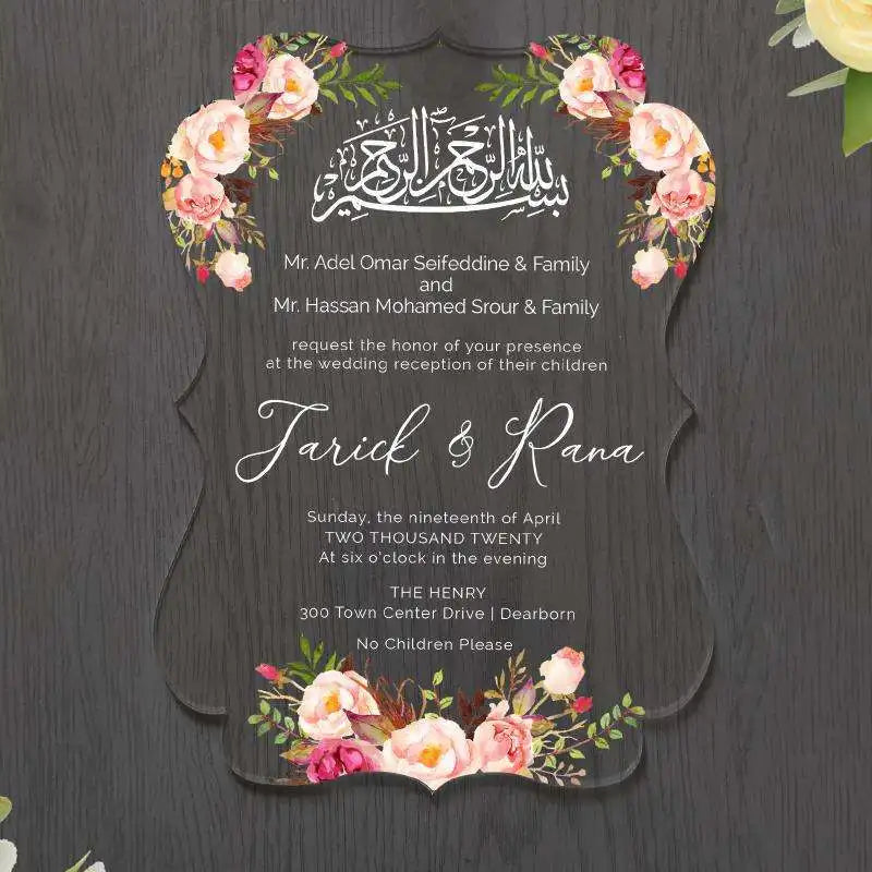 Wholesale 5*7inch Plastic Wedding Invitation Card Marriage Quinceanera