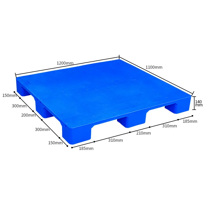 Heavy Duty Industrial Nine Legs Solid Flat Plastic Euro Pallet 1200*1100*140MM Single Faced 4-Way Entry for Warehouses