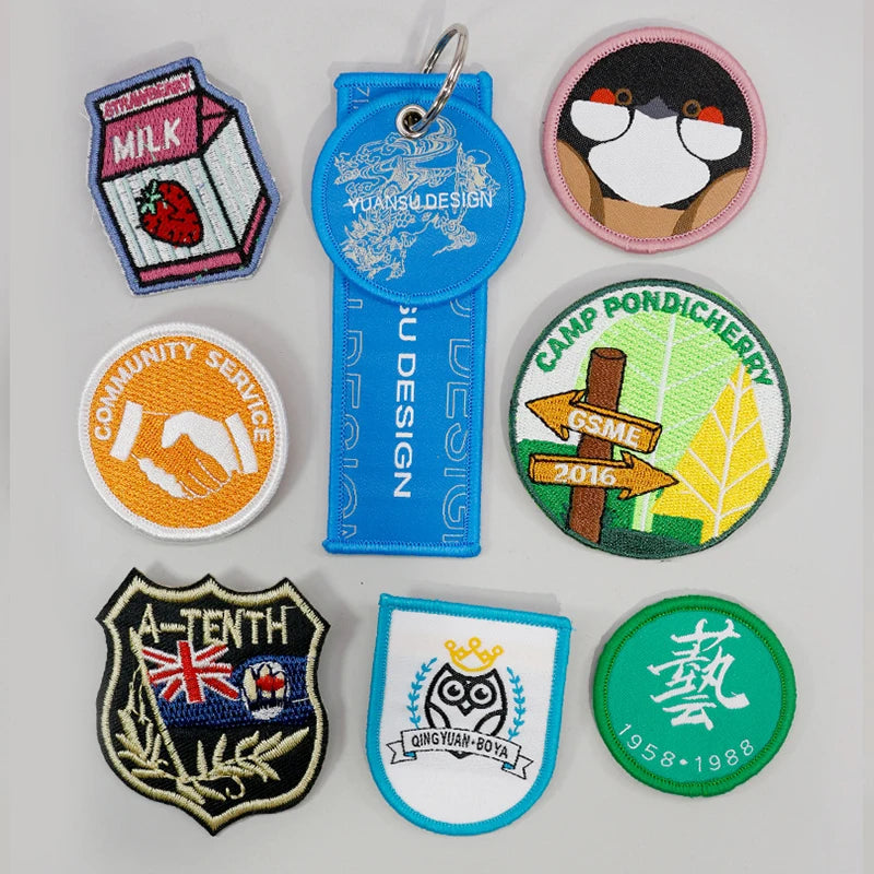 Custom Wholesale 3d Designer Letters Soccer Flower Embroidered Patches Woven Label Keychain Embroidery Iron on Anime Patches
