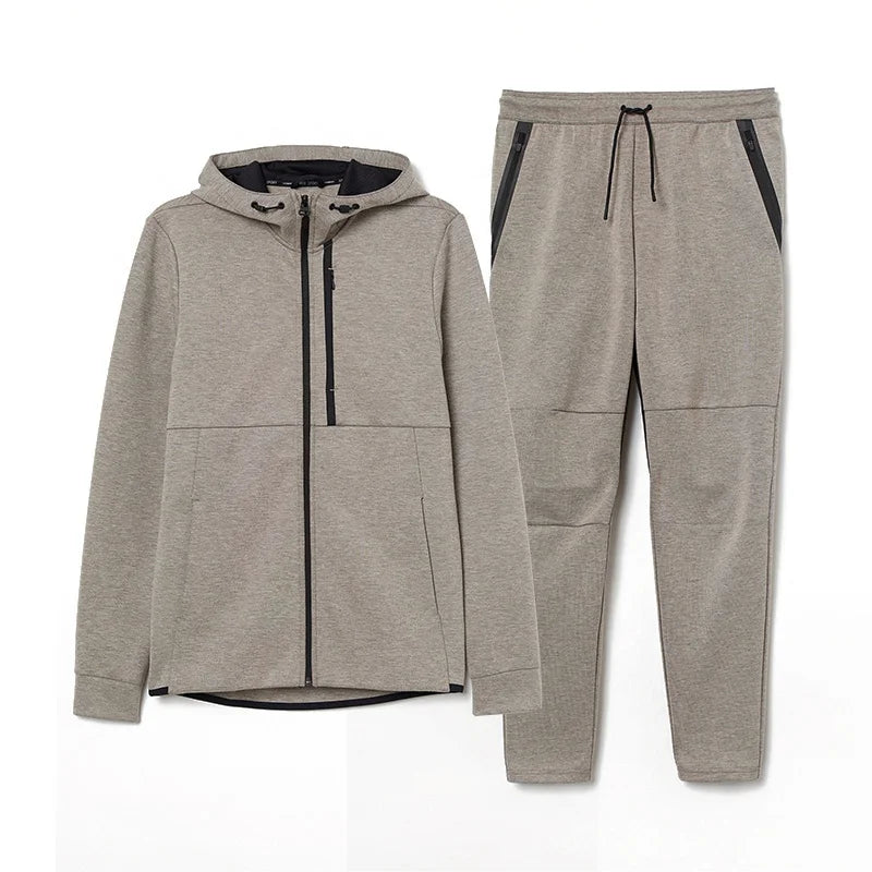 Custom Outdoor Running Sport Wear Mens Sweatsuits Set Two Piece Long Sleeve Hoodie and Jogging Wear
