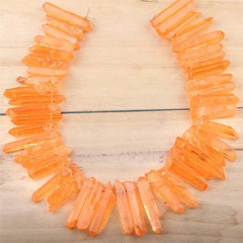 2026 Hottest Sell Jewelry Colorful Crystal Column Rough Semi-finished Products with Holes Jewelry Orange Crystal Hair Accessories