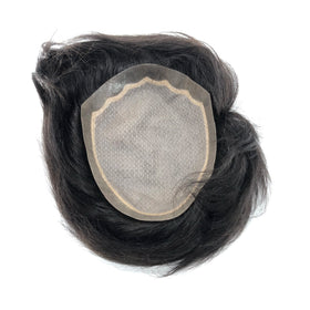 AU Durable Natural Hairline Male Wigs Human Hair Replacement System Silk Base Top Breathable Men's Capillary Prosthesis