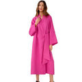 OEM/ODM Wrap Robe Elegant Cotton Linen Lace up Holiday Loose V-Neck Thin Women Dress Casual A-Line Orange Midi Dress Femme