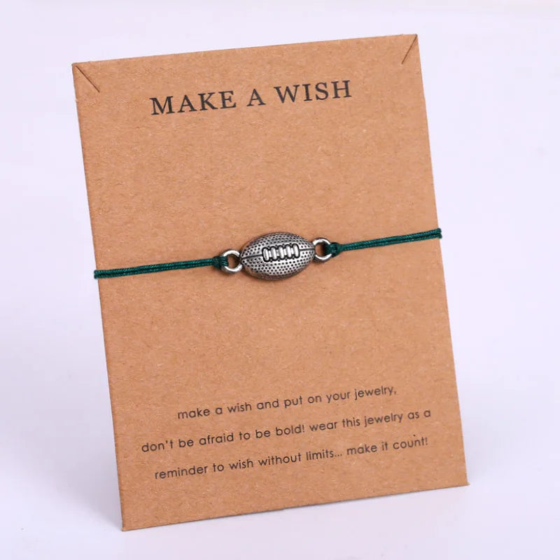Manufacturer Baseball Football Softball Charm Bracelets Macrame Cord Rope String Bracelet