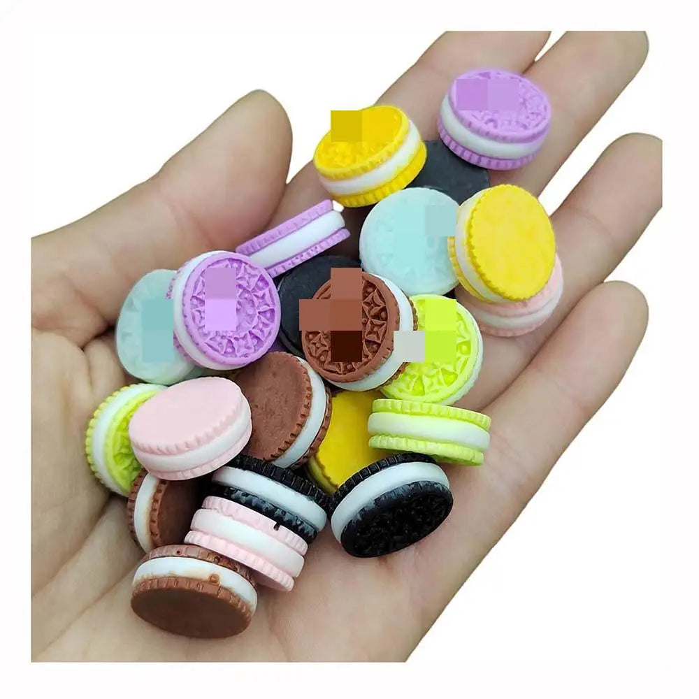 100Pcs Resin Simulation Mini Biscuit Flatback Cabochon Scrapbook Kawaii Mini Food Cookie DIY Embellishments Accessories