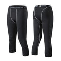 Men's 3/4 Cropped Pants Sports Gym Running Leggings Male Jogging Elastic Compressions Sweatpants Football Basketball Trousers