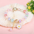 8mm Beaded Elastic Enamel Sunflower Charm Crack Crystal Bracelets