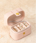 Mini Portable PU Leather Jewelry Case with Button Cute Organizer for Earrings Bracelets Rings Gift Storage Boxes