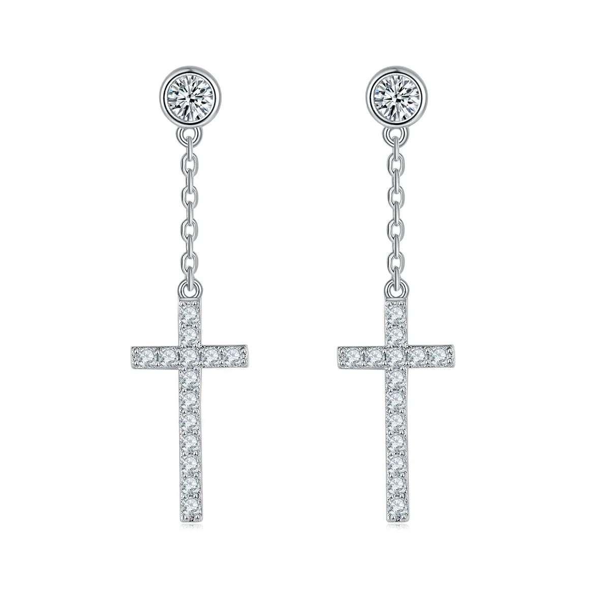 HanYu 3.0mm D VVS Moissanite Diamond S925 Earrings for Women Cross Style 925 Sterling Silver Jewelry Stud Earrings