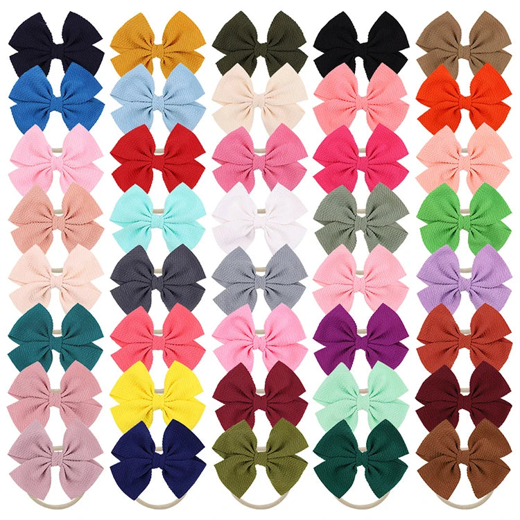 Soft Nylon Elastic Headbands Ribbon Bow Tie Kids Bows