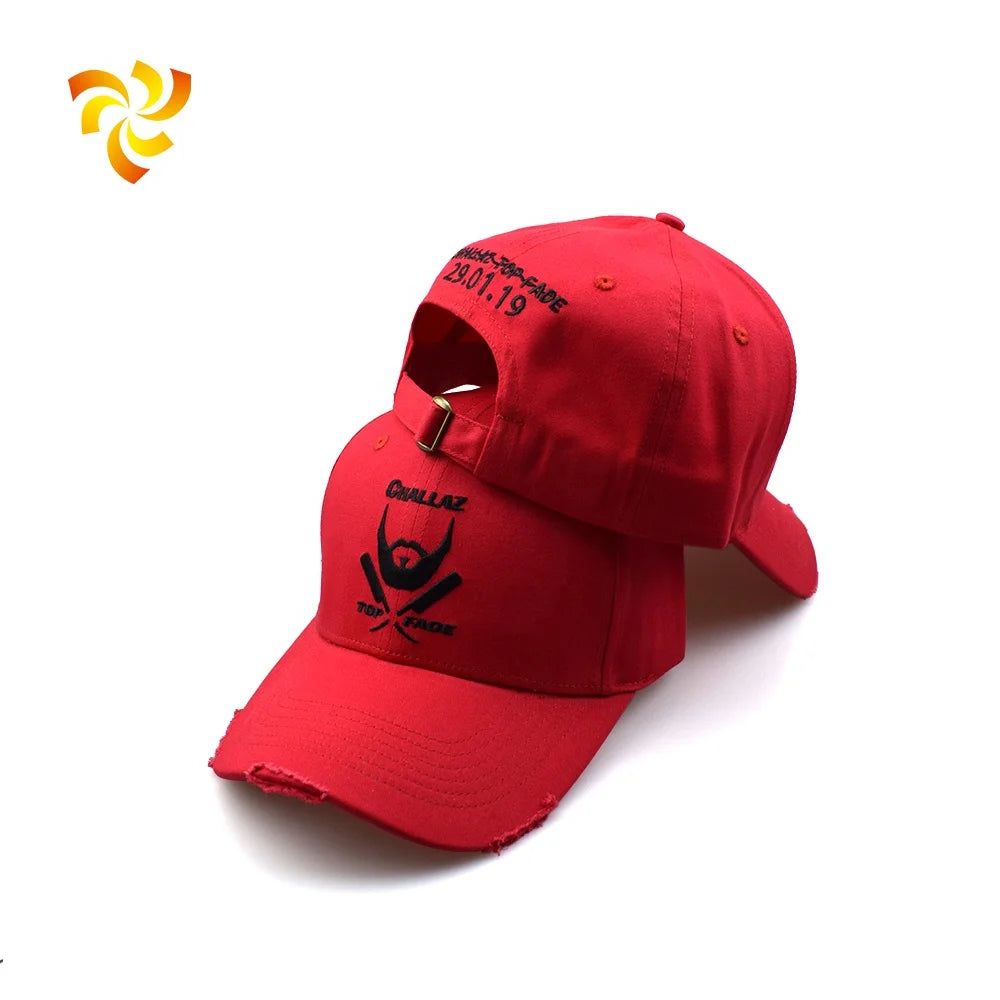 Custom Unstructured Dad Cap Distressed Baseball Cap Hand Embroidered Oxford Poplin Jersey Common Worn-out Washed Look Leopard