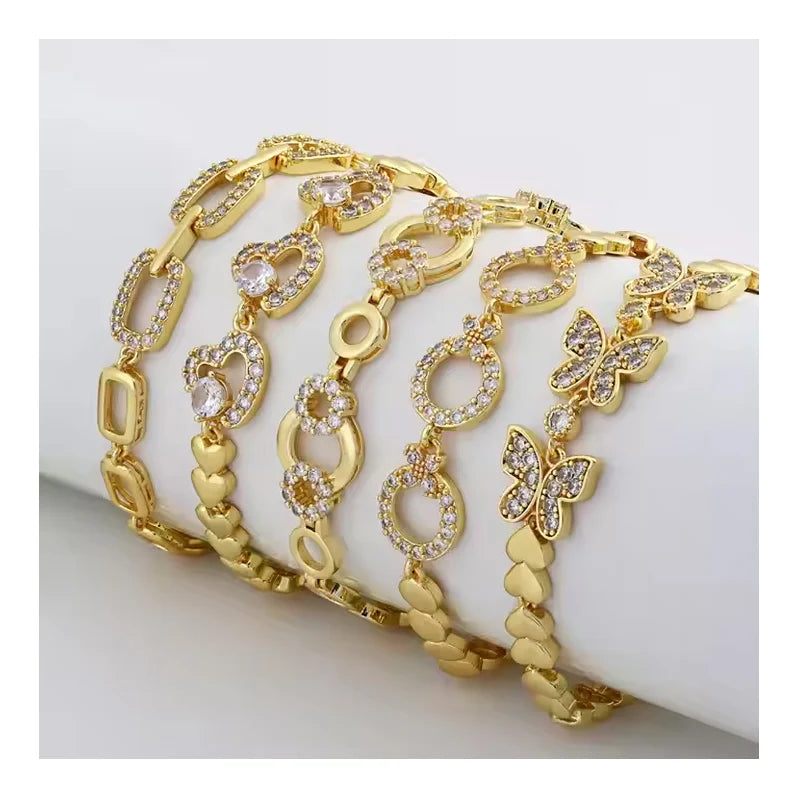Joyeria Fina Pulsera De Diamantes Pulsera De Zircon Para Mujer Pulsera Chapada En Oro Para Mujer