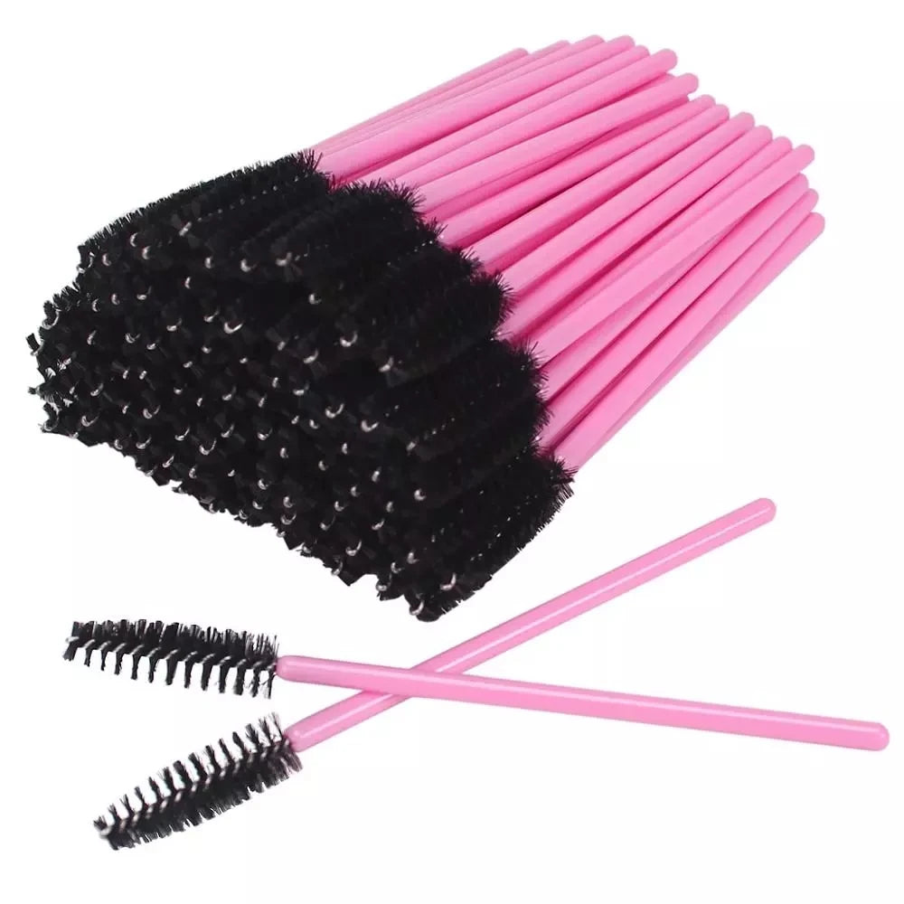 50pcs/bag Makeup Brush Disposable Mascara Wands Stick Applicator Pink Eyelash Brushes Makeup Tool