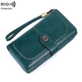Designer Vintage Travel RFID Long Wallet for Women Cheap New Genuine Leather Clutch with Letter Decoration