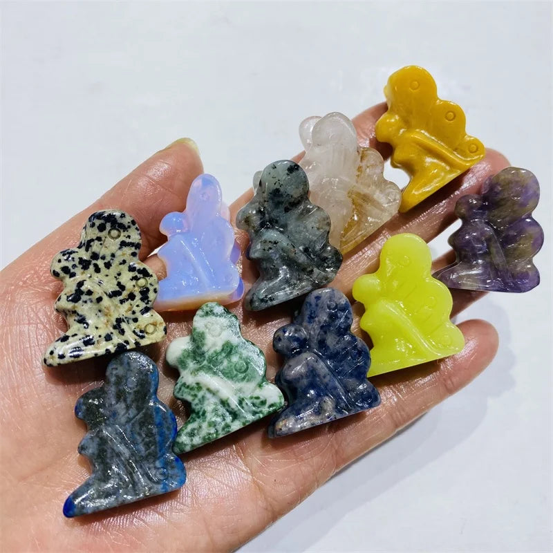 Wholesale Crystals Gemstone fairy Carving Natural Mixed Quartz butterfly fairy Crystal Statue