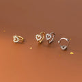 Korean Design New S925 Sterling Silver Cubic Zircon Hollow Heart Shape Clip Earrings for Women Gifts