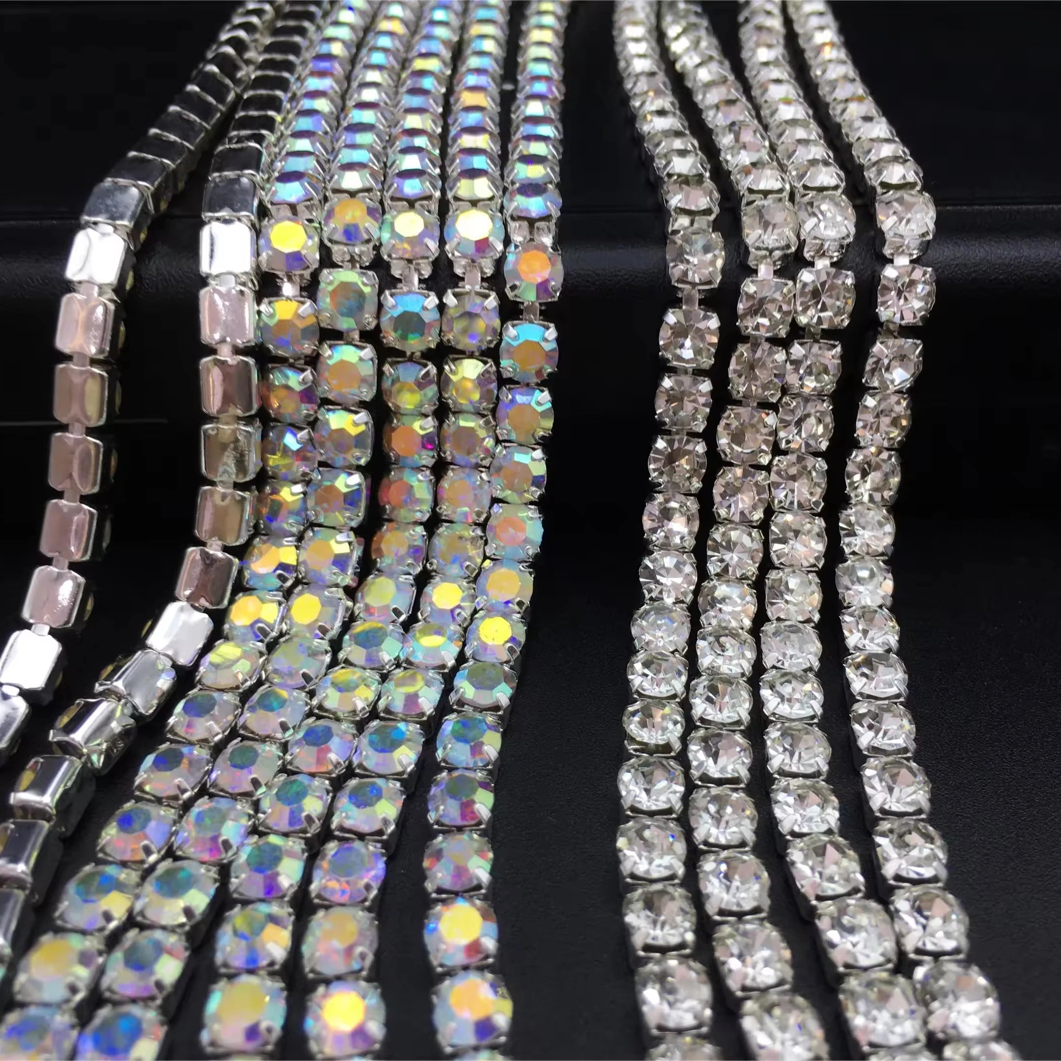 6mm Flatback Princess Chain Rhinestone Trim for Sewing Accessories Rhinestone Trim Ribbon